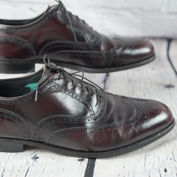 French Shriner Sterling Leather 11D Wingtip Brogues Oxford Mens Dress Burgandy main image 4